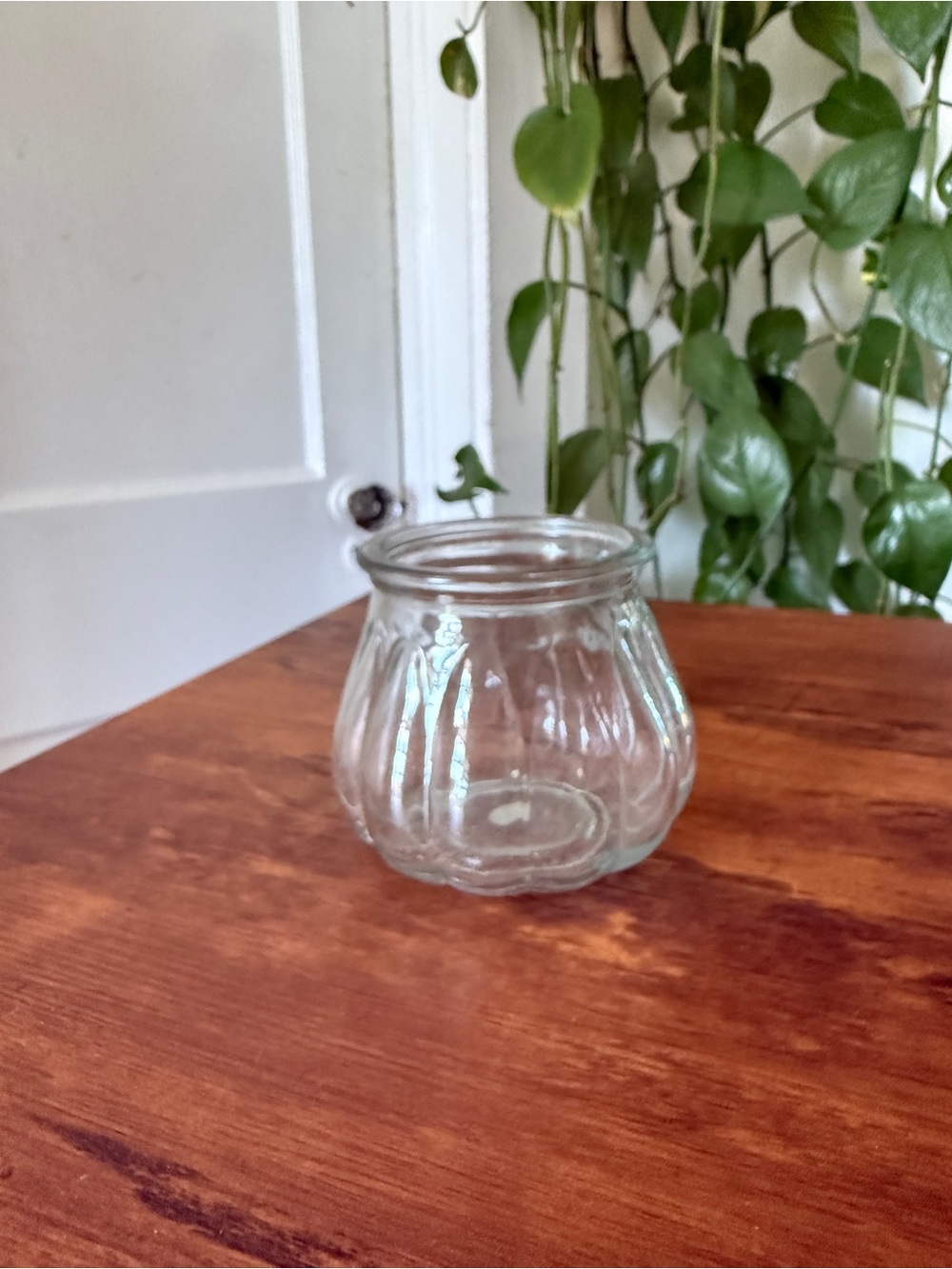 Clear Glass small Decorative Vase - Classic Ribbed Design
